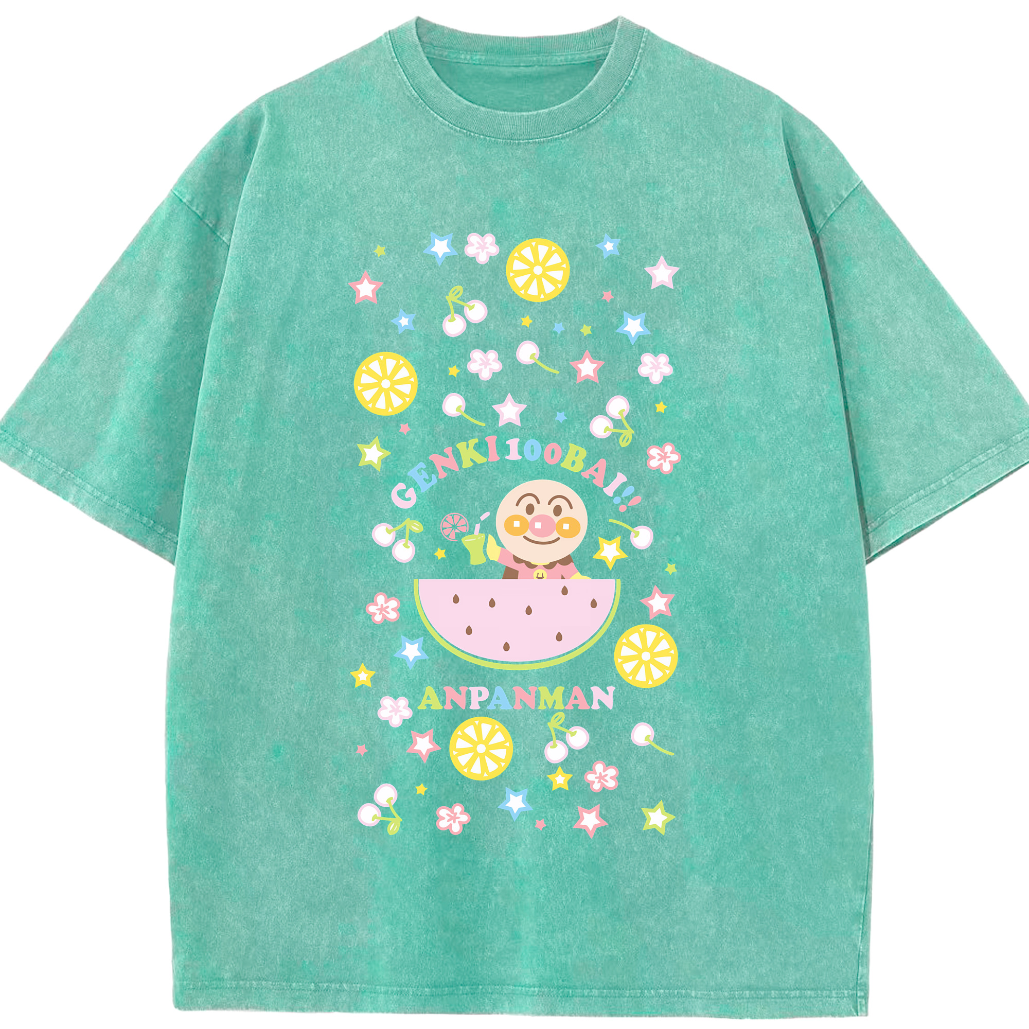 （画像用） アンパンマン Anpanman 綿100% ヴィンテージ風 半袖Tシャツ（フロントプリント）